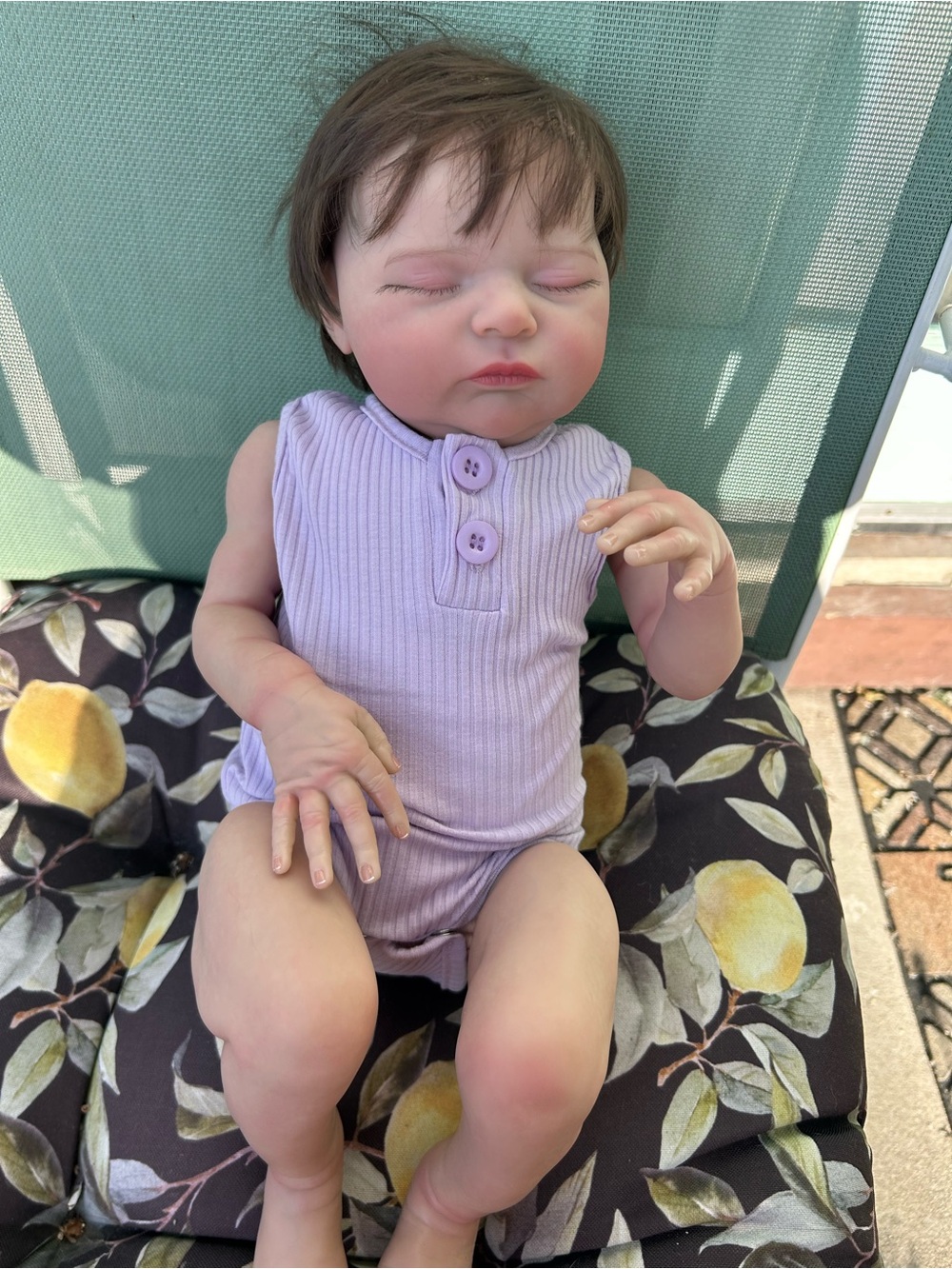 Realistic Baby Doll in Lavender Ribbed Onesie Reborn